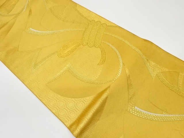 リサイクル　束ね熨斗に亀甲模様織出し袋帯